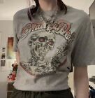 Grateful Dead By Junkfood Gray Tee Shirt Medium Skeleton With Red Eyes & Guitar