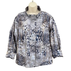 Tribal Jacket Woman 16 Gray Lightweight Statement 3/4 Sleeve Animal Mob Wife Y2K - Picture 1 of 10