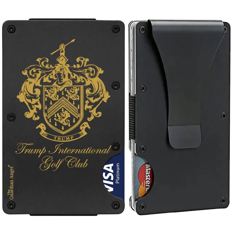 Trump Golf Club Black Titanium Carbon Fiber Mens Womens RFID Blocking Wallet - Image 1 of 4
