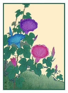 Morning Glory Flowers by Ohara Koson Shoson Counted Cross Stitch Pattern - Picture 1 of 4