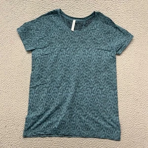 Athleta Shirt Womens XL Blue Momentum Allure Animal Print Fitted Stretch Running - Picture 1 of 9