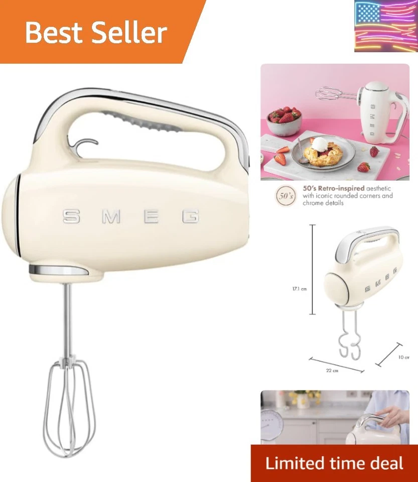 Elegante Mezclador Retro Crema con Pantalla Digital y 9 Velocidades para Hornear Sin Esfuerzo Foto 1 de 4