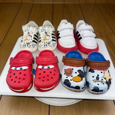Kids Disney Cars, Woody Crocs Size 7 Toddler & Mickey Mouse Adidas - Image 1 of 4