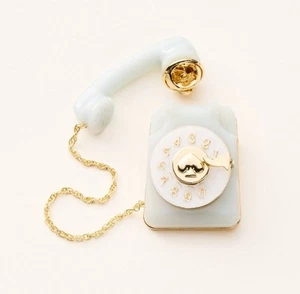 Broche prendedor de teléfono Kate Spade ☎️ verde blanco antiguo vintage azul y dorado Nueva York - Imagen 1 de 3