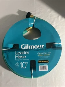Manguera líder Gilmour 5/8" x 10' para carretes de manguera de agua, clasificación de ráfaga de 500 PSI verde - Imagen 1 de 2