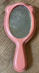 "Espejo de mano tamaño muñeca cubierto de plástico vintage 4"" con manchas"  - Imagen 1 de 7