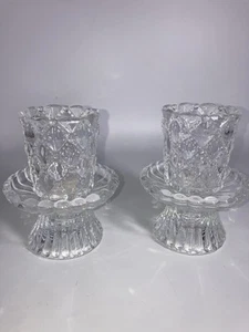 Partylite Quilted Glass Votive Candle Holders Set 2 No Chips - Picture 1 of 5