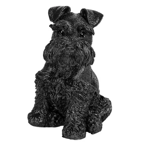Nupuyai Resin Schnauzer Dog Black Obsidian Statue Carved Black Stone Sculptur... - Picture 1 of 6