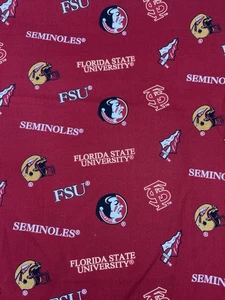 Florida State University Cotton Red Fabric 2/3 Yards 42" Wide FSU Seminoles - Picture 1 of 5