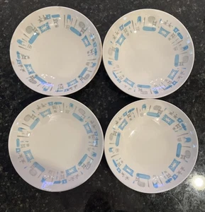Vintage Atomic MCM Royal China BLUE HEAVEN Set 4 Soup Salad Bowls 7 3/4” Cereal - Picture 1 of 11