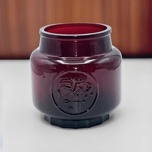Weaton NJ/Pressglas/Rubinrot geprägt Hahn & Sonne/Kanister Glas/5,5" hoch - Bild 1 von 8