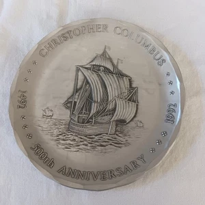 Vtg Wendell August Forge Aluminum Coaster Plate Columbus 500th Anniversary 1992  - Picture 1 of 2