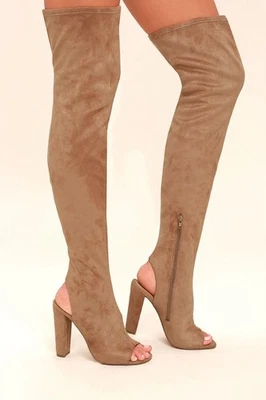 Steve Madden Kimmi Suede Peep-Toe Thigh High Over The Knee Boots Size 7  - Image 1 of 4
