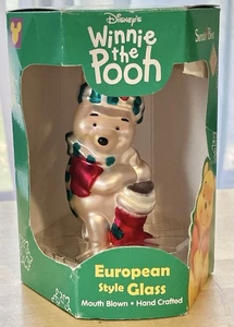 SANTA’S BEST WALT DISNEY WINNIE THE POOH EUROPEAN STYLE BLOWN GLASS ORNAMENT! - Picture 1 of 2
