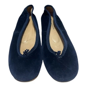 Oscar De La Renta Girls Size 32 US Size 1 Navy Blue Velvet Flats Shoes Holiday - Picture 1 of 7