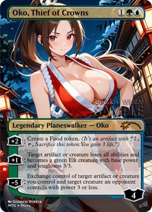 MTG - Oko, Thief of Crowns - Fanart Borderless Style - EDH / Playtest - Picture 1 of 3