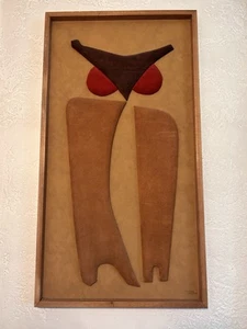 MCM ABSTRACT STYLIZED OWL - SUEDE TRAPUNTO - FRAMED SIGNED: SEVER #452/750 - Picture 1 of 8