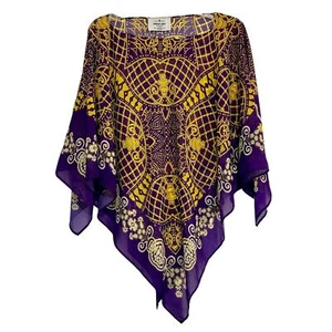 Shawl scarf poncho purple yellow LSU themed Tiger's eye Emerson Street Size S/M - Picture 1 of 7