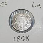 1858 Sixpence Victoria 92.5% Silver 6d ExtremelyRare EF Sp#3908
