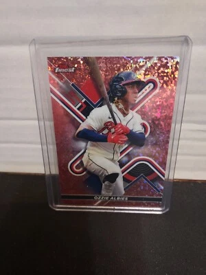 2022 Topps Finest Baseball Ozzie Albies 49/50 Rose Gold Mini Diamonds Refractor - Image 1 of 2