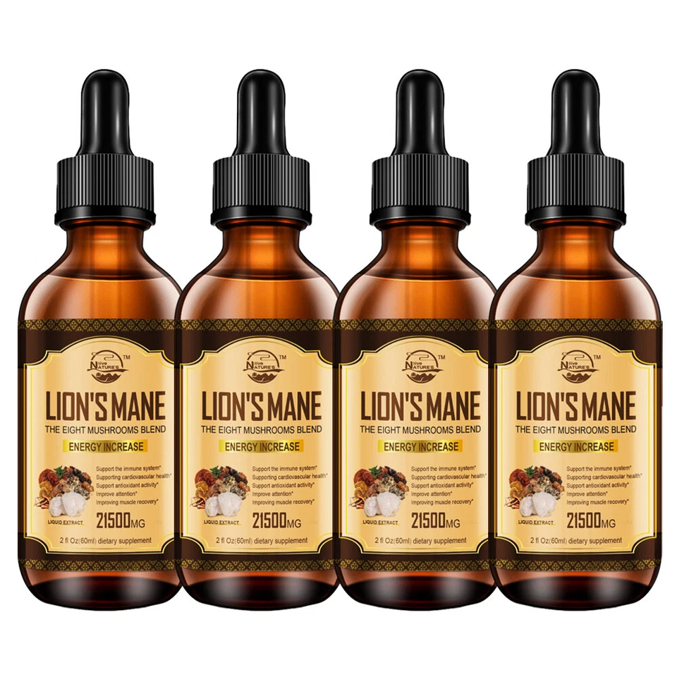 NATURE'S LIVE Tintura de melena de león - Gotas líquidas de hongos extracto natural 100 % orgánico 60 ml