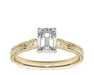 2 Ct Emerald IGI Certified Lab Grown Diamond Engagement Rings 14K Yellow Gold - Picture 1 of 7