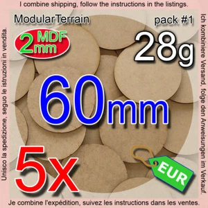 5x 60mm Round Base 2mm MDF Socle Circular War Hammer 40k Infinity Age Of Sigmar - Imagen 1 de 9