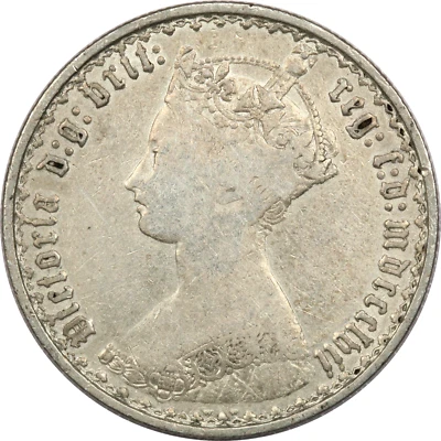 1857 Great Britain Gothic Florin Silver, Fine F Cleaned, KM# 746.1 - Image 1 of 2
