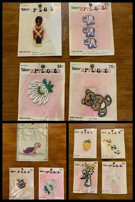 10 Vintage TALON PATCHES Sew On Flower Angel Star Duck Clown Soldier Bear 1970s - Image 1 of 4