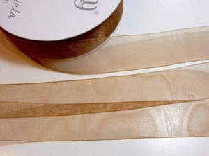 Coffee Brown Organza Ribbon 1 1/2" x 10 yards Offray Simply Sheer Asiana B43 - Picture 1 of 4