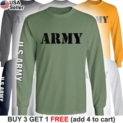 Camiseta Larga Ejército de EE. UU. Entrenamiento Físico Militar Patriótico PT Armado Americano Foto 1 de 4