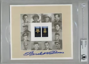 HERSHEL WILLIAMS SIGNED USPS #4822-23 MEDAL OF HONOR STAMP SHEET BECKETT BAS - Picture 1 of 2