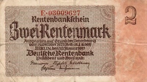 XXX-Rare genuine german 2 Rentenmark 3. reich nazi banknote 1937 fine con !!! - Picture 1 of 2