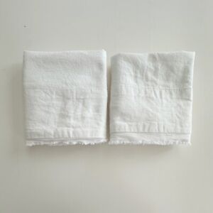 T Tahari Washed Linen Blend Frayed Edges Pillowcases : Set Of 2, Off-White/Ivory