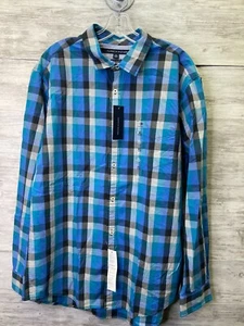 Camicia Tommy Hilfiger XL uomo blu a quadri con bottoni manica lunga cotone - Foto 1 di 9