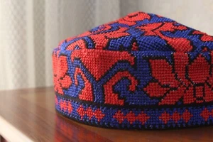 Uzbek hand embroidered skull-cap hat,handmade ethnic muslim kufi hat,boho cap - Picture 1 of 5
