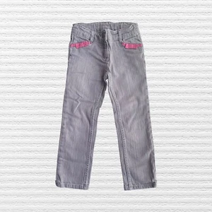 Retro Gymboree Girls Skinny Jeans Gray Denim Pink Trim Flat Front Roll Cuff Sz 5 - Picture 1 of 12