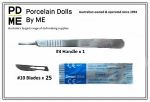 Scalpel Blades #10 (sealed and sterile) x 25, and Handle 1 x # 3 - Foto 1 di 1