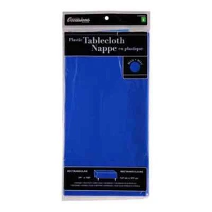 Rectangular Blue Plastic Tablecloth 54" x 108" Case of 36 FREE SHIPPING - Picture 1 of 2