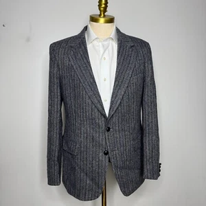 Caravelle Tweed Sport Coat Blazer 40R Mens Gray Herringbone - Picture 1 of 14