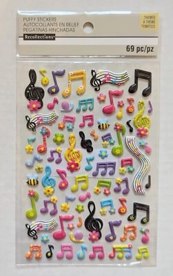 Pegatinas para álbumes de recortes hinchados multicolores de notas musicales por recuerdos Foto 1 de 2