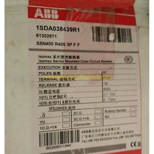 1PC NEW ABB circuit breaker 1SDA038439R1 S5N400 R400 3P F F Via DHL or FedEX - Picture 1 of 3