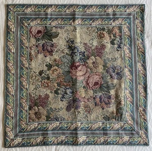 Tapisserie Tapestry Renaissance Woven Art Floral Table Cover Wall Hanging 38” Sq - Picture 1 of 8