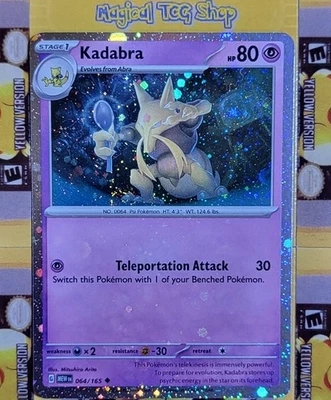 Pokemon Kadabra Scarlet & Violet 064/165 Cosmos Holo Swirl Holo Bleed - Image 1 of 4