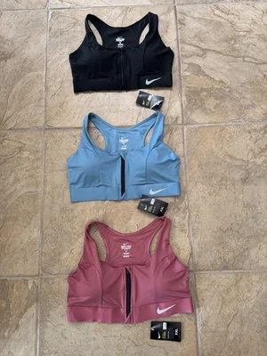 3 PARES DE SUJETADORES DEPORTIVOS NIKE PRO COMBAT DRI-FIT DELANTEROS CON CREMALLERA PARA MUJER TALLA XXL Foto 1 de 2