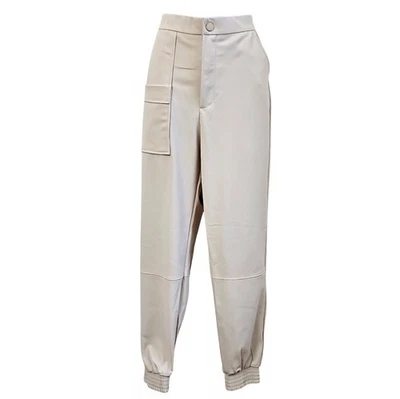 Calça jogger Zara creme marfim cintura alta feminina tamanho médio usada - Imagem 1 de 4
