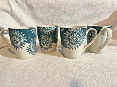 Juego de 4 tazas Lenox Market Place diseño floral verde azulado porcelana/China Foto 1 de 4