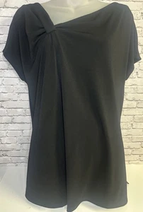 Roz & Ali Dressbarn Short Sleeve Top Size Large Assymetrical Neckline NWT - Picture 1 of 3