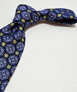 IKE Behar 100% Jacquard Silk Mens Tie Navy Green Lt Blue 60" Lg Made In USA ๐บ๐ธ - Picture 1 of 8