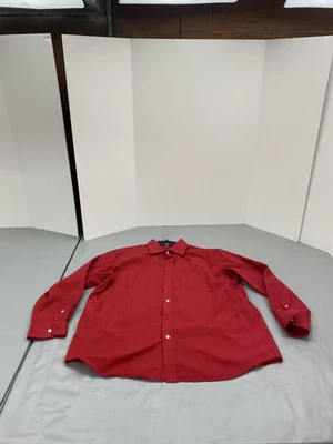 Camisa Croft & Barrow Para Hombre 17.5 2XL Roja Manga Larga Abotonada Calce Clásico Foto 1 de 4